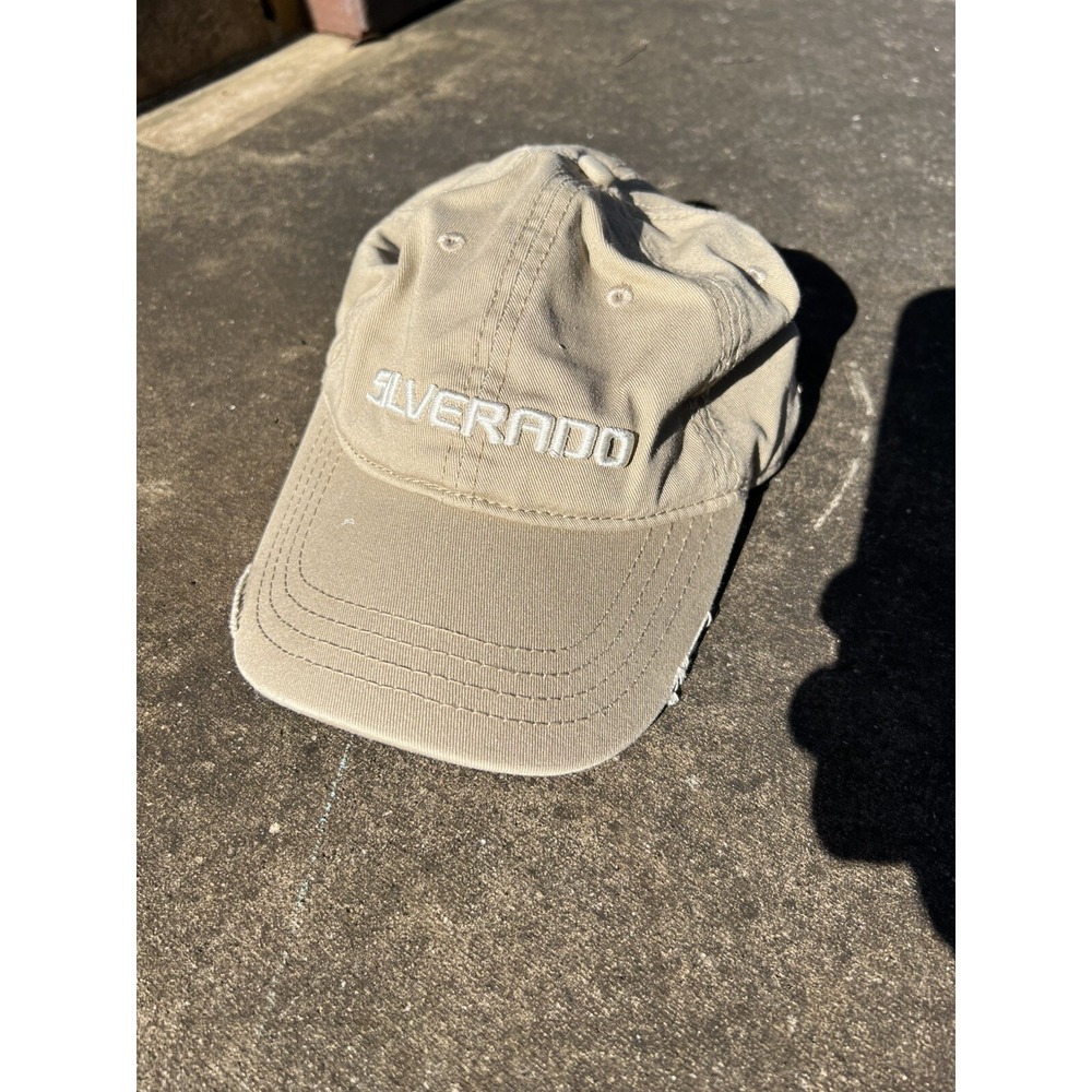 Chevrolet Silverado‎ Strap-back Baseball Hat Tan Cap Classic Chevy Logo Distress